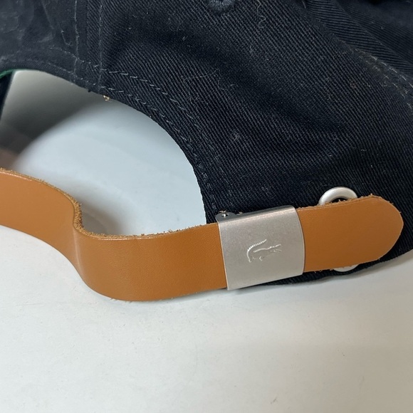 Lacoste Black Cap with Large Crocodile Logo Front Embrodiered Leather Band Hat - Picture 8 of 8